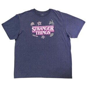 Stranger Things Netflix Graphic T Shirt Adult 2XL Blue Hawkins Logo Tee